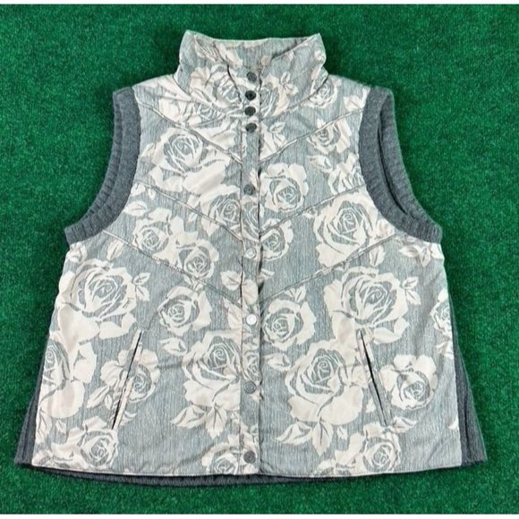 Valentino Jackets & Blazers - Valentino Floral Print Button Up‎ Grey & Pink Vest Womens Size 10 (EU 46)